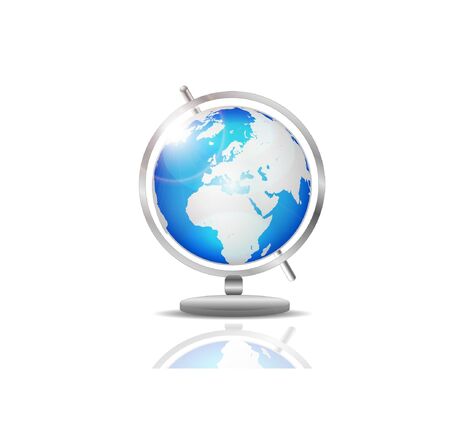 Rotating Glossy Earth Globe Icon on white background のイラスト素材