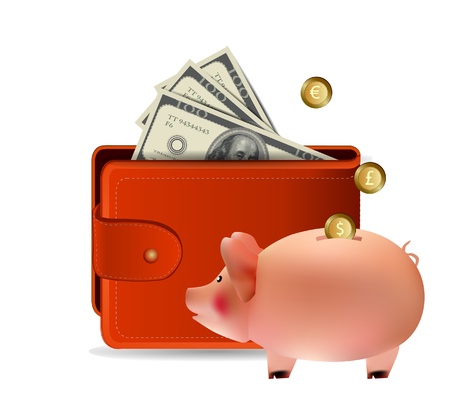 Wallet with piggy bank のイラスト素材