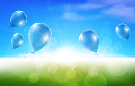 Nature Background with Balloonsのイラスト素材