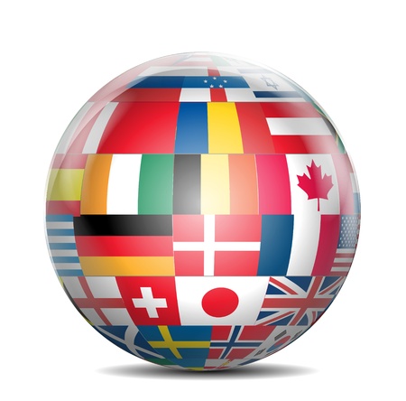 Shiny Globe with Flags of The World のイラスト素材