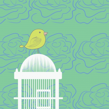 Bird Cage Hand Drawn Illustrationのイラスト素材