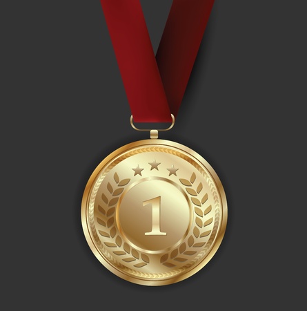 Golden Award Medal on Dark Backgroundのイラスト素材