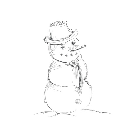 Snowman Hand Drawn Illustration Sketchのイラスト素材