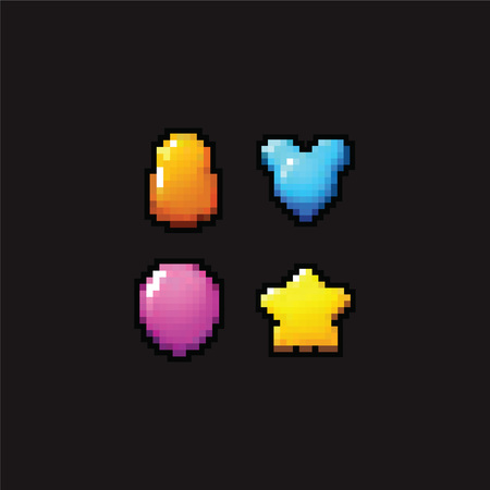 bit pixel art icons setのイラスト素材