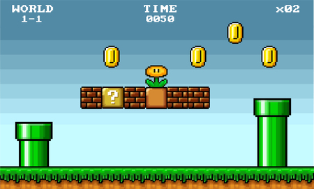 8 bit pixel art platformer game assetのイラスト素材