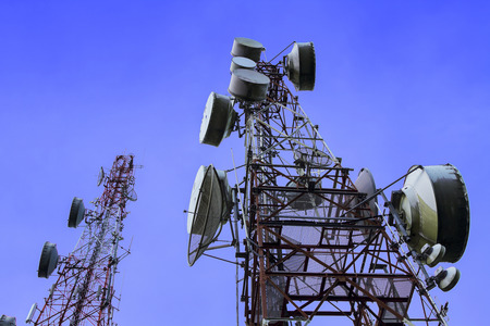 A tall structure tower with antenna for communication in Thailandの写真素材