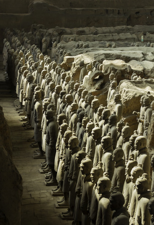 Terracotta Army is a collection of terracotta sculptures depicting the armies of Qin Shi Huang, the first Emperor of China  210-209 BCTaken 24 Mar 2014 のeditorial素材