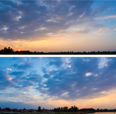 Collection of backgrounds with sunset sky