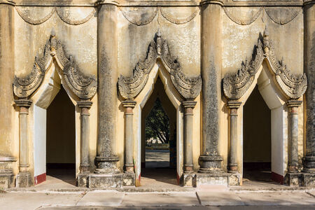 A door decoration in Myanmar style in Ananda pagoda, Baganの写真素材