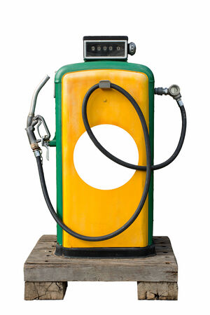 old gasoline pump in retro design isolated on white の写真素材