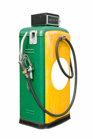 old gasoline pump in retro design isolated on white の写真素材