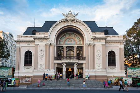 HO CHI MINH CITY, VIETNAM- FEB 28, 2015 : Saigon Opera House or Municipal Theatre in Ho Chi Minh City, Vietnam. It built in 1897 by French architect Ferret Eugene.のeditorial素材
