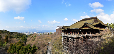 Kyoto, Japan- March 2, 2015 : Kiyomizu-dera temple with Kyoto city in background.のeditorial素材