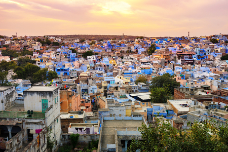 Cityscape during sunset of Jodhpur, the blue city in Rajastan, Indiaのeditorial素材