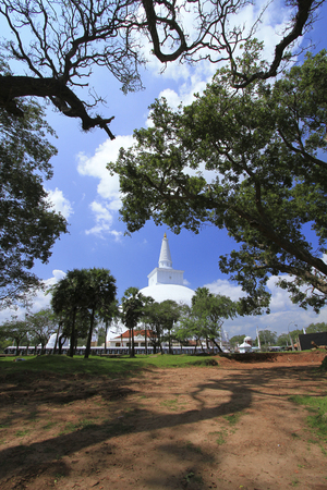 Anuradhapura, Sri Lanka - JAN 24, 2014:  Mirisawetiya is one of the most ancient Dagabas in Sri Lanka. It was built by the great King Dutugemunu (161-137 BC).のeditorial素材