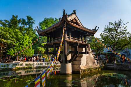 Hanoi, Vietnam-October 6, 2019 - One Pillar pagoda is a traditional vietnamese architecture, a famous travel destination in Hanoi, Vietnamのeditorial素材