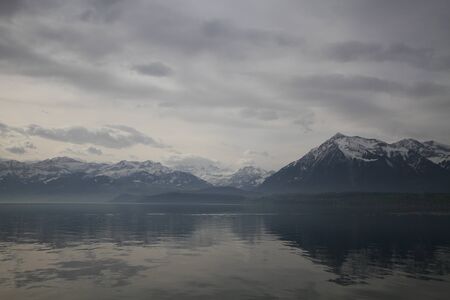 Unterseen or Interlaken lake, Thun , Swizterlandの写真素材