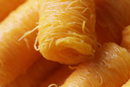 golden threads, sweet egg yolk fudge noodle cooked with syrup, Thai dessert stylist backgrounds