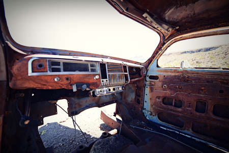 Abandoned Car Interiorの写真素材