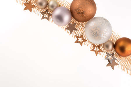 Christmas Card with Stars and Christmas Balls, Diagonalの写真素材