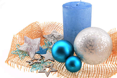 Christmas Decoration in Blue and Silverの写真素材