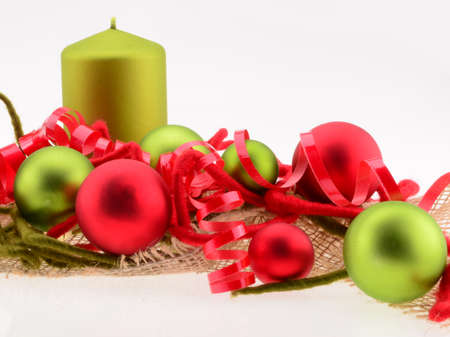 Christmas Decoration in Green and Redの写真素材