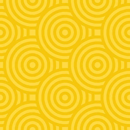 Seamless vector geometry pattern in a modern, stylish, and minimal fashion. The abstract tiles can be repeated endlessly to create perfect pattern or wallpaper of overlapping yellow circlesのイラスト素材