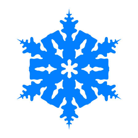 Elegance flat decorative blue snowflake vector design on white background in great details suitable for Christmas, New Year, Hanukkah and other winter theme holiday celebration event.のイラスト素材