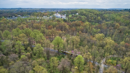 Aerial View of Abe Lincoln Funeral Train Re-Enactmentの写真素材