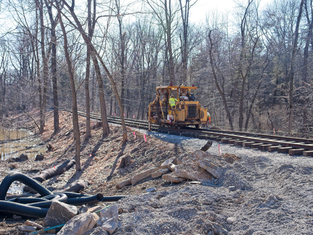 New Rail Road Track on 1830's Right of Wayの写真素材