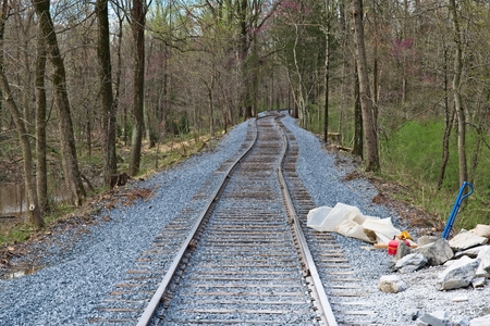 New Rail Road Track on 1830's Right of Wayの写真素材