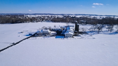 Snowy morning in Amish Farmlandの写真素材