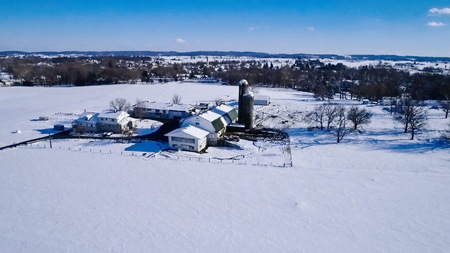 Snowy morning in Amish Farmlandの写真素材