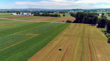 Aerial View of an Amish Farm Countrysideの写真素材