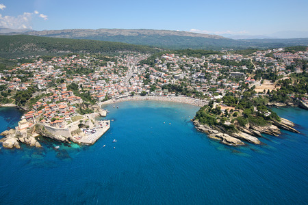 Aerial view of the old city of Ulcinj - the southernmost city of the Montenegro.の写真素材