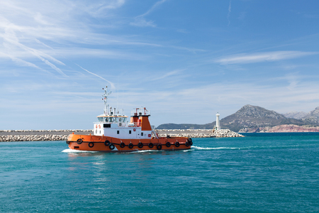 Tugboat in harbor of Montenegro, town of Barの写真素材