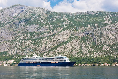 Cruise ship in the Bay of Kotor, Montenegroのeditorial素材