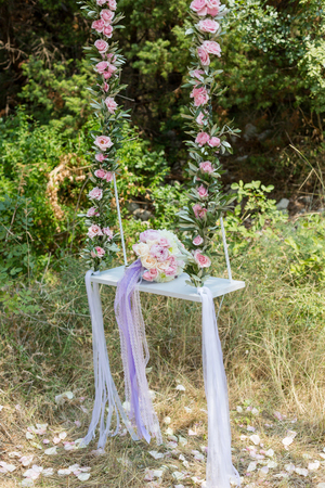 elegant bridal bouquet rounded shapeの写真素材