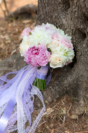 elegant bridal bouquet rounded shapeの写真素材