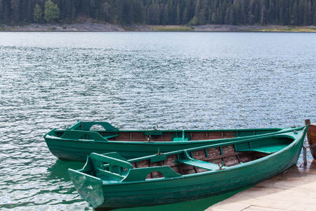 Beautiful mystical lake. Black Lake, Durmitor National Park. Montenegroの写真素材