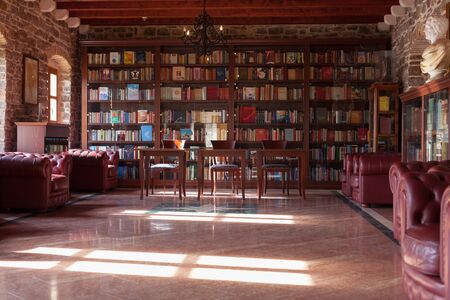 BUDVA, MONTENEGRO - FEBRUARY 7, 2016: The Library in the Citadel museum in Budva.のeditorial素材