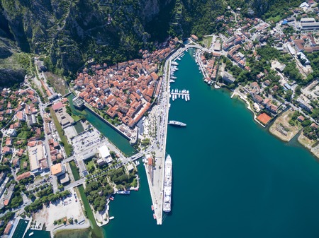 Aerial view of Old Kotor in Montenegro