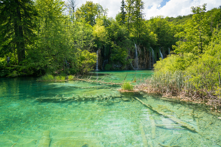 Plitvice lakes of Croatia - impressive national park in summerの写真素材