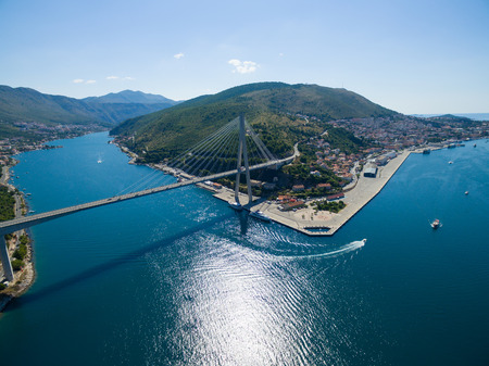 Aerial view of Dubrovnik bridge - entrance to the city, Croatia.の写真素材