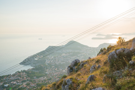 cableway up to the observation platform above Dubrovnik, Croatia.の写真素材