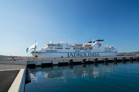 Zadar, Croatia - July 20, 2016: Jadrolinija ferry boat in Gazenica port.のeditorial素材