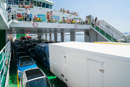 Zadar, Croatia - July 20, 2016: on the ferry - the way to Brbinjのeditorial素材