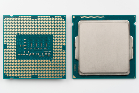 modern computer processor close up, view from aboveの写真素材