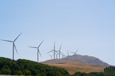 Windmills converting wind energy into electricity in Montenegroの写真素材