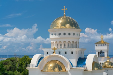 Church of St. Jovan Vladimir against the backdrop of the cloudsの写真素材